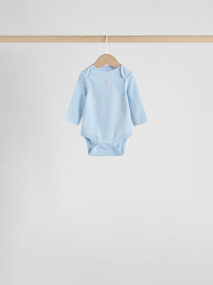 Blue 7 Pack Long Sleeved Baby Bear Bodysuit image 9
