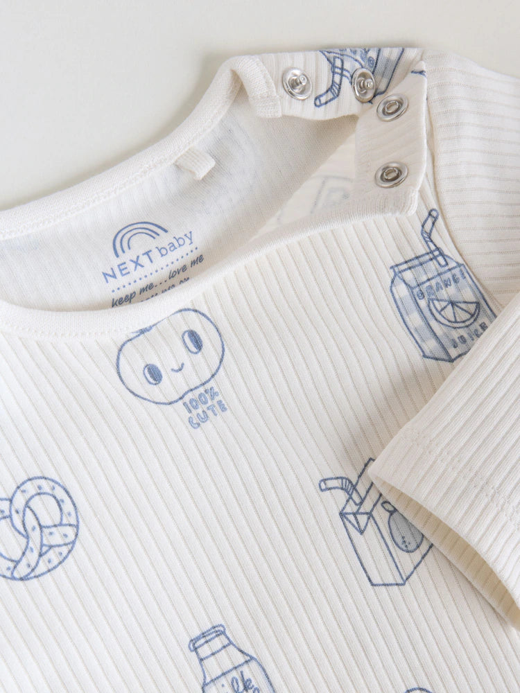 Blue Long Sleeve Baby Bodysuits 5 Pack