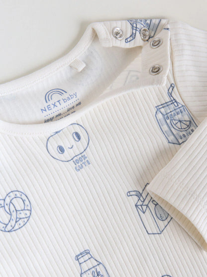 Blue Long Sleeve Baby Bodysuits 5 Pack