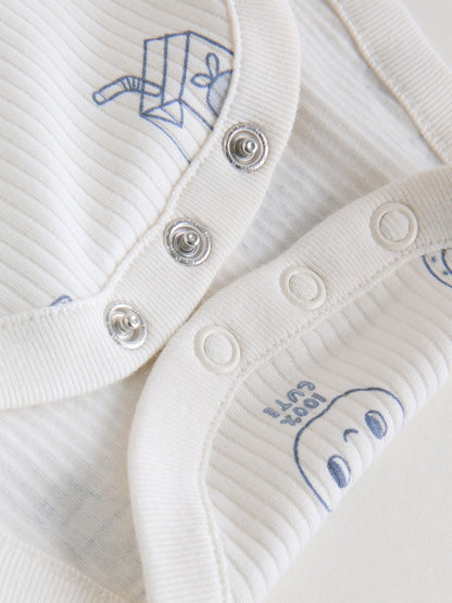 Blue Long Sleeve Baby Bodysuits 5 Pack