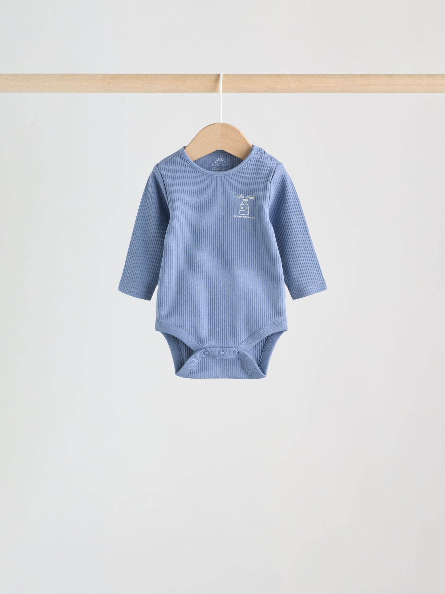 Blue Long Sleeve Long Sleeve Baby Bodysuits 5 Pack image 2