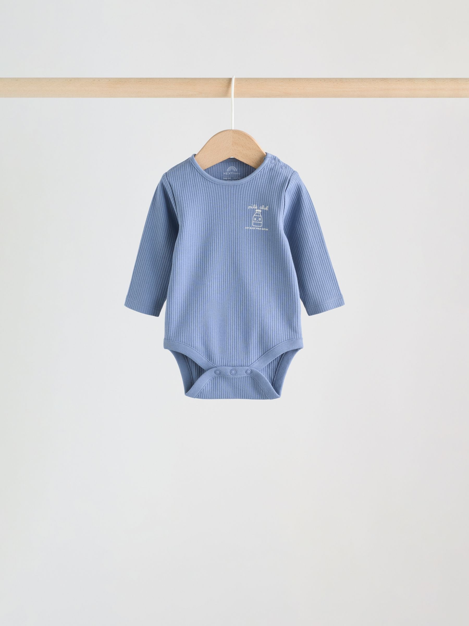 Blue Long Sleeve Long Sleeve Baby Bodysuits 5 Pack image 2