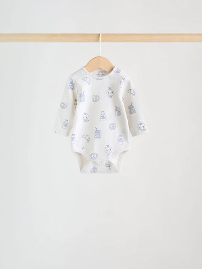 Blue Long Sleeve Baby Bodysuits 5 Pack
