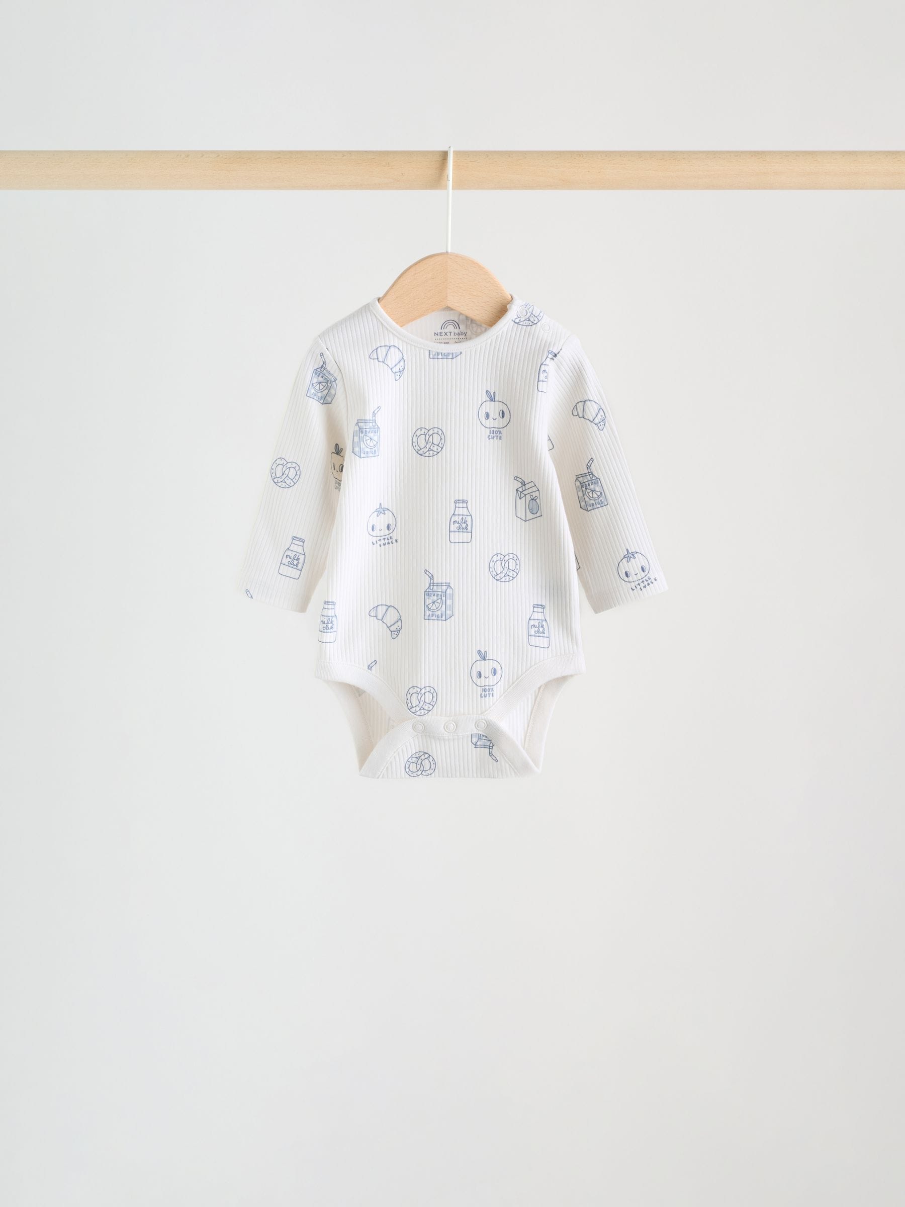 Blue Long Sleeve Long Sleeve Baby Bodysuits 5 Pack image 3