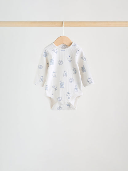 Blue Long Sleeve Long Sleeve Baby Bodysuits 5 Pack image 3