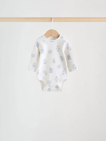 Blue Long Sleeve Baby Bodysuits 5 Pack