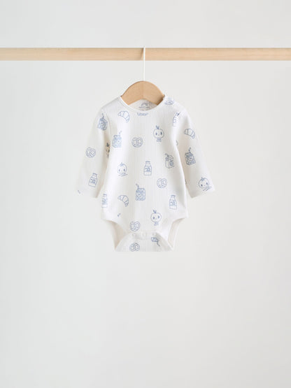 Blue Long Sleeve Long Sleeve Baby Bodysuits 5 Pack image 5