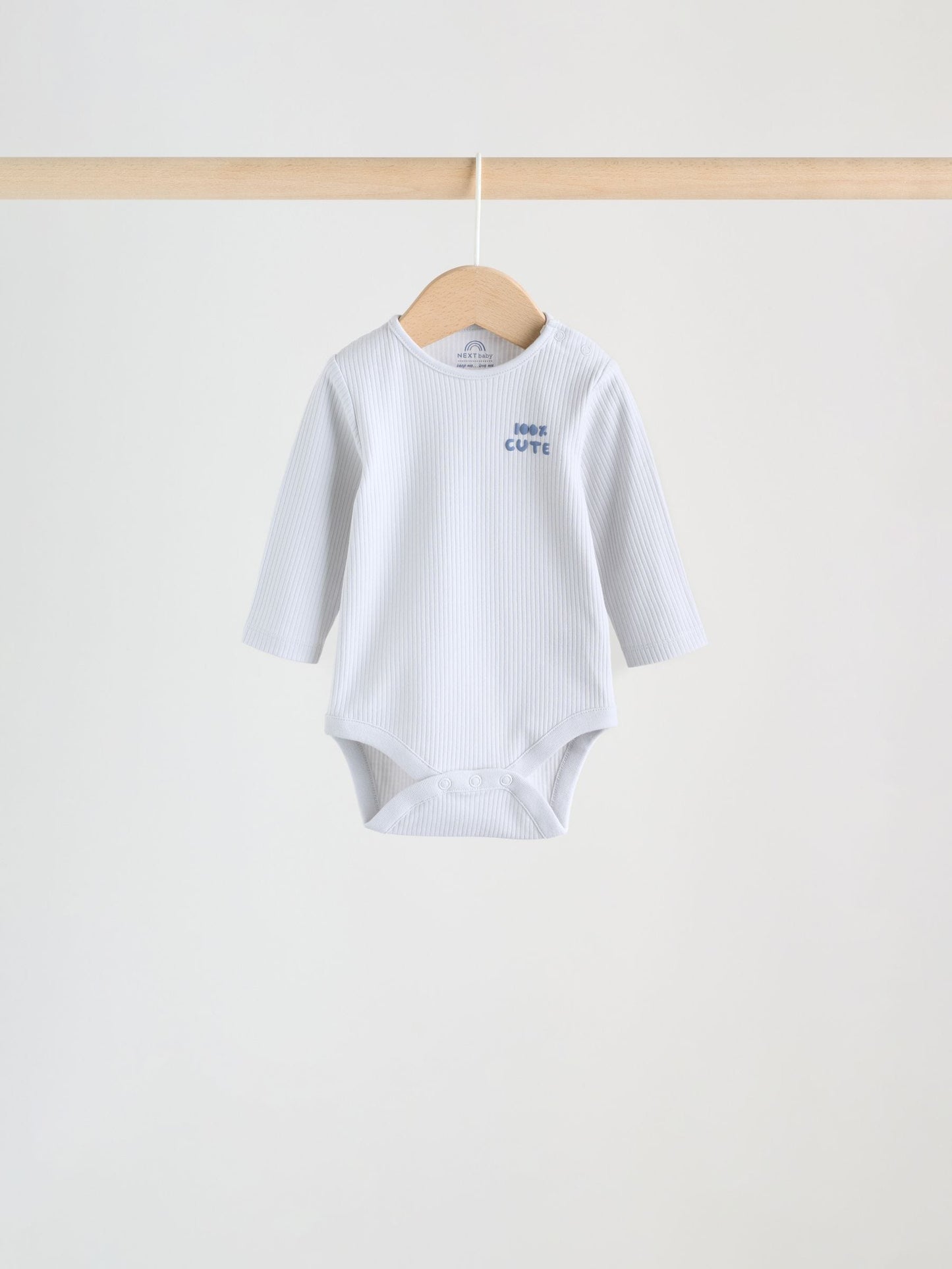 Blue Long Sleeve Long Sleeve Baby Bodysuits 5 Pack image 6