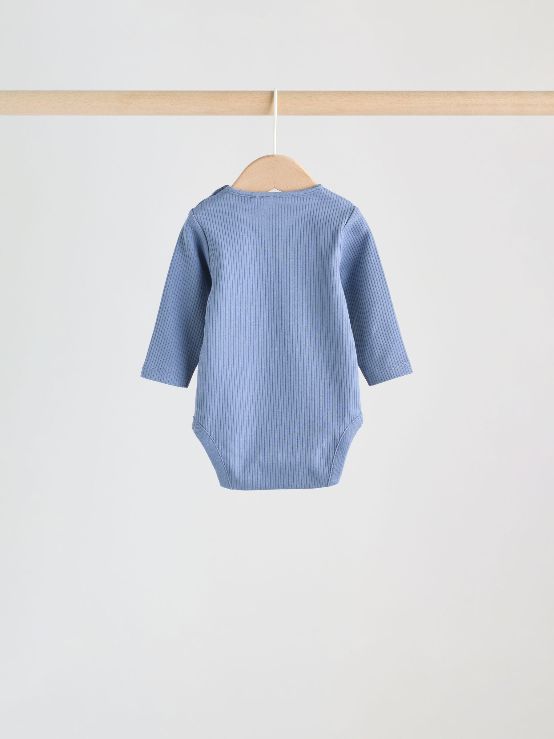 Blue Long Sleeve Long Sleeve Baby Bodysuits 5 Pack image 8