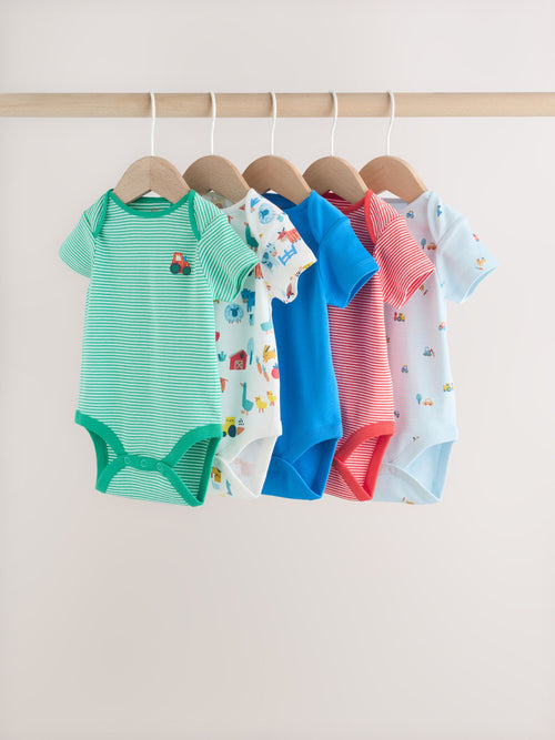 Dsiney Kidz - Green Farm 5 Pack Short Sleeve Baby Bodysuits image 1