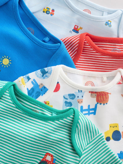 Green Farm 5 Pack Short Sleeve Baby Bodysuits image 10