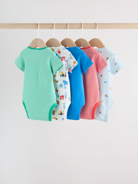 Dsiney Kidz - Green Farm 5 Pack Short Sleeve Baby Bodysuits image 2