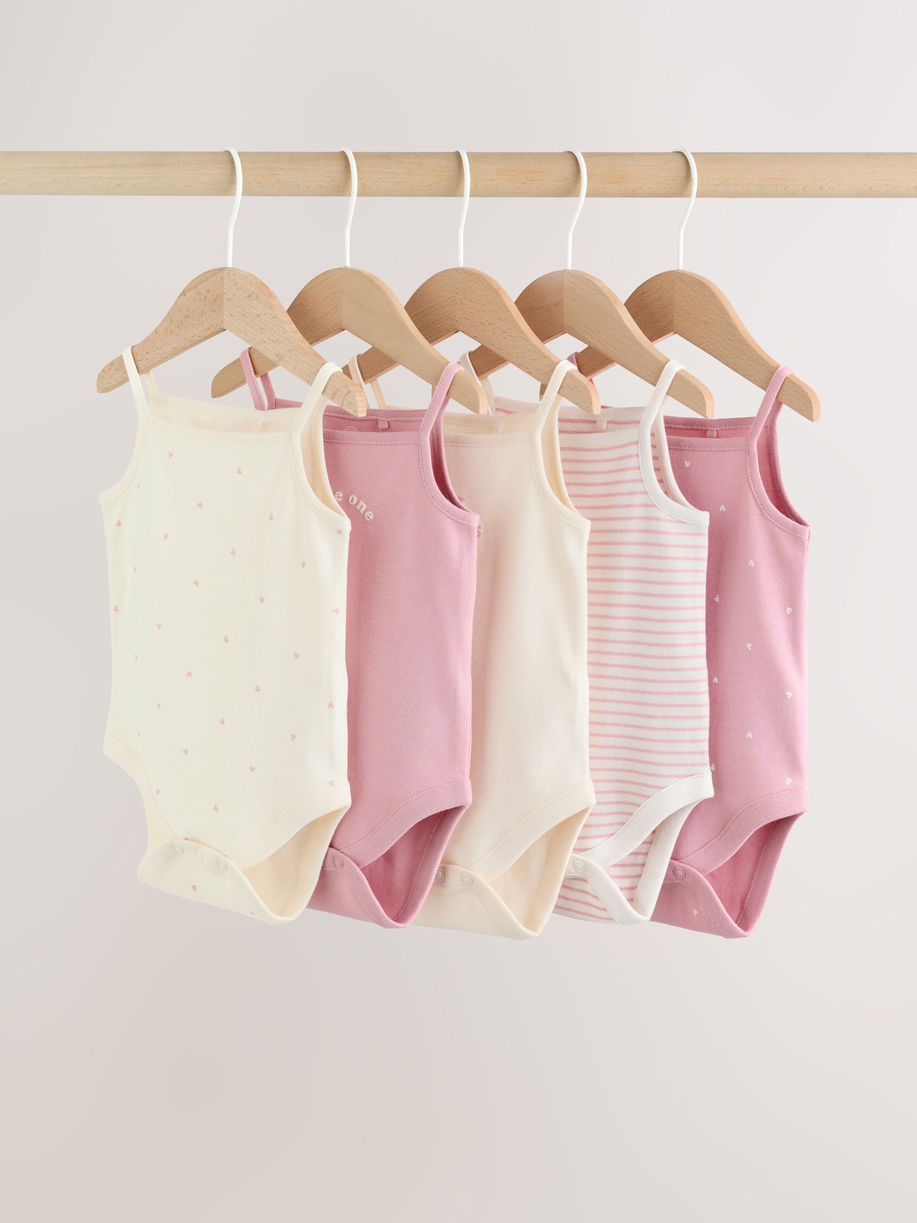 Pink Vest Baby Bodysuits 5 Pack image 1
