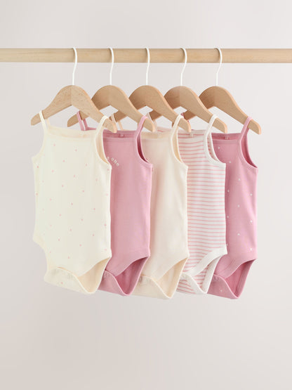 Pink Vest Baby Bodysuits 5 Pack image 1
