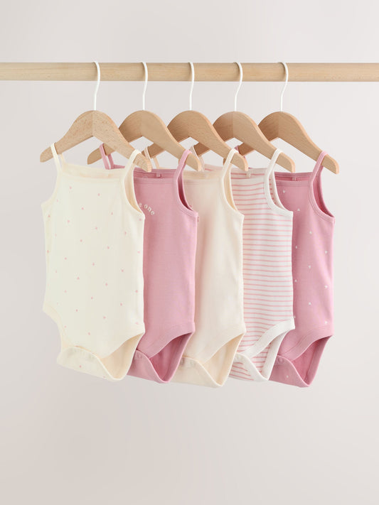 Pink Vest Baby Bodysuits 5 Pack image 1