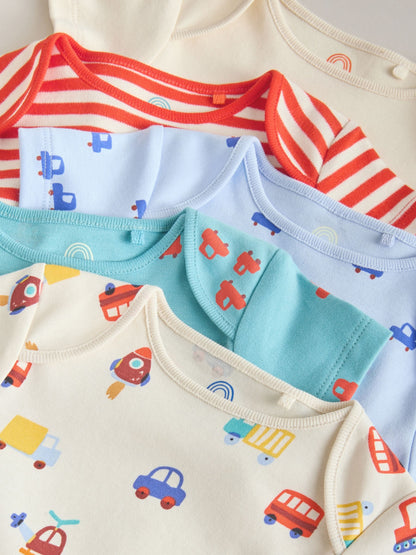 Blue Short Sleeve Baby Bodysuits 5 Pack image 5