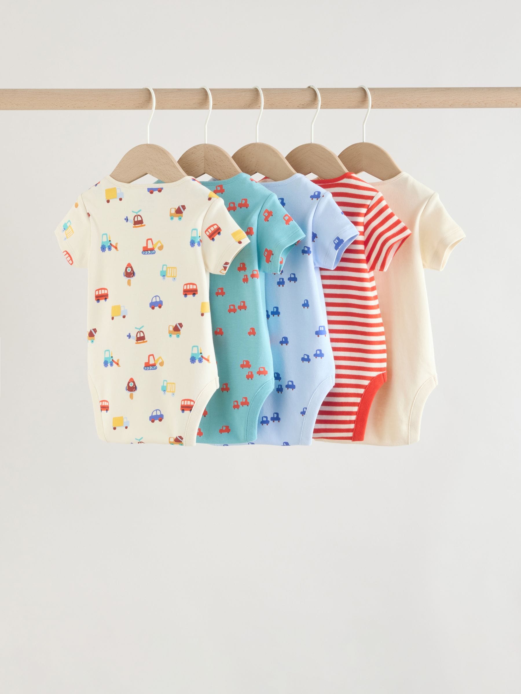 Blue Short Sleeve Baby Bodysuits 5 Pack image 6