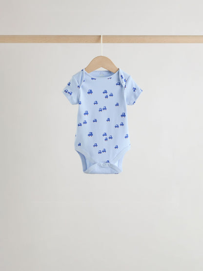 Blue Short Sleeve Baby Bodysuits 5 Pack image 7