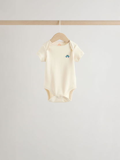 Blue Short Sleeve Baby Bodysuits 5 Pack image 9