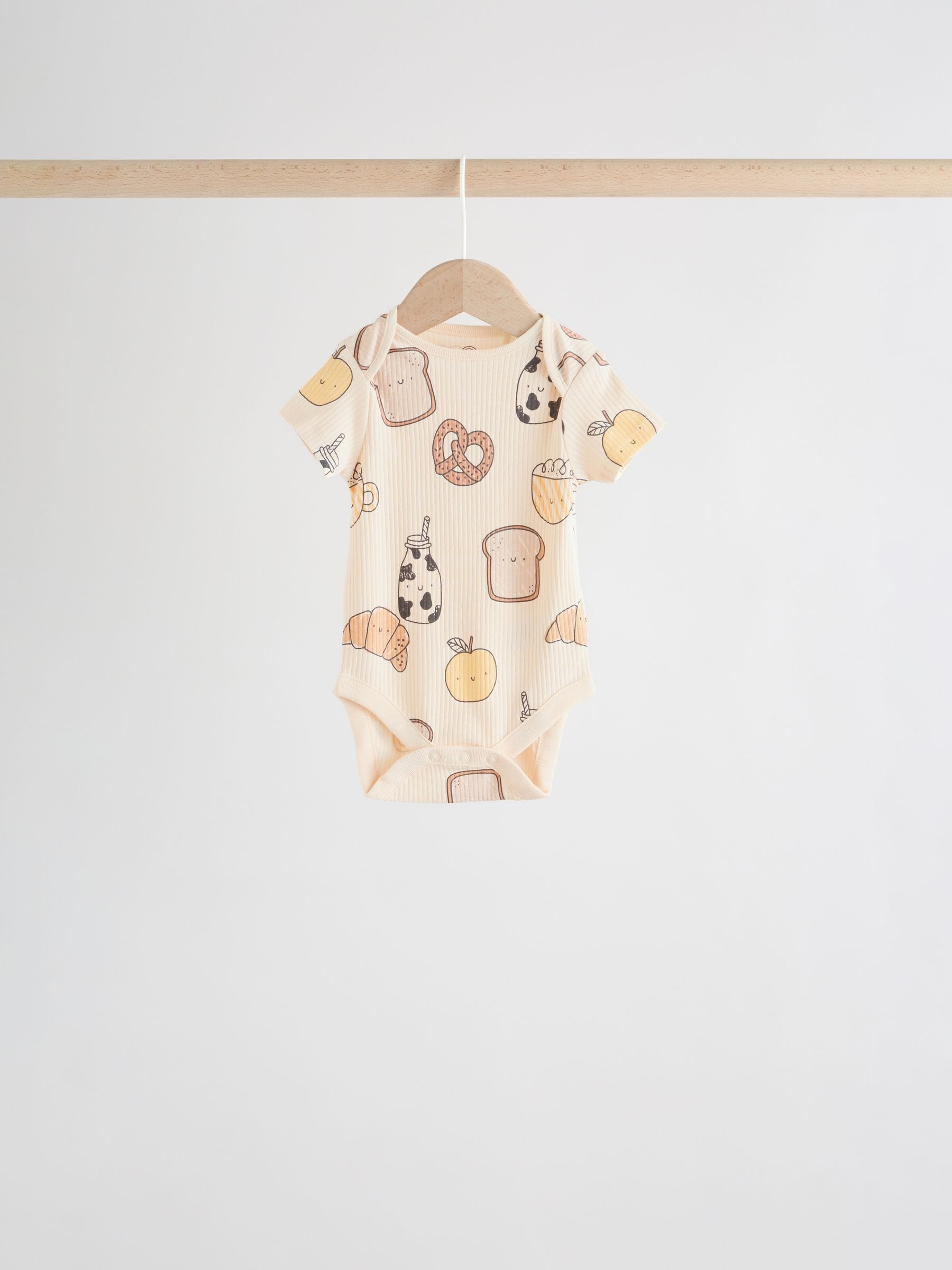 Neutral Short Sleeve Baby Bodysuits 5 Pack image 8