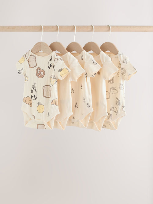 Neutral Short Sleeve Baby Bodysuits 5 Pack image 1