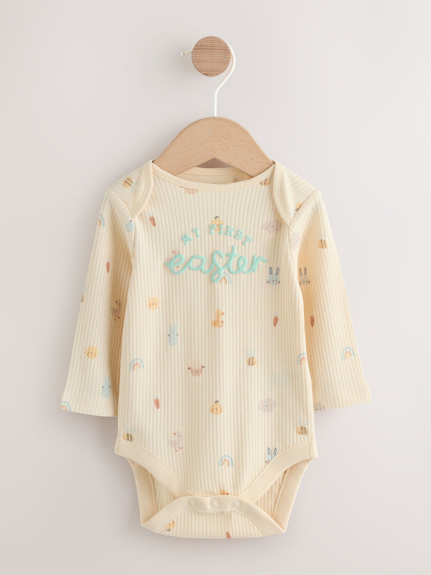 Ecru My First Easter Long Sleeve Baby Bodysuit image 1