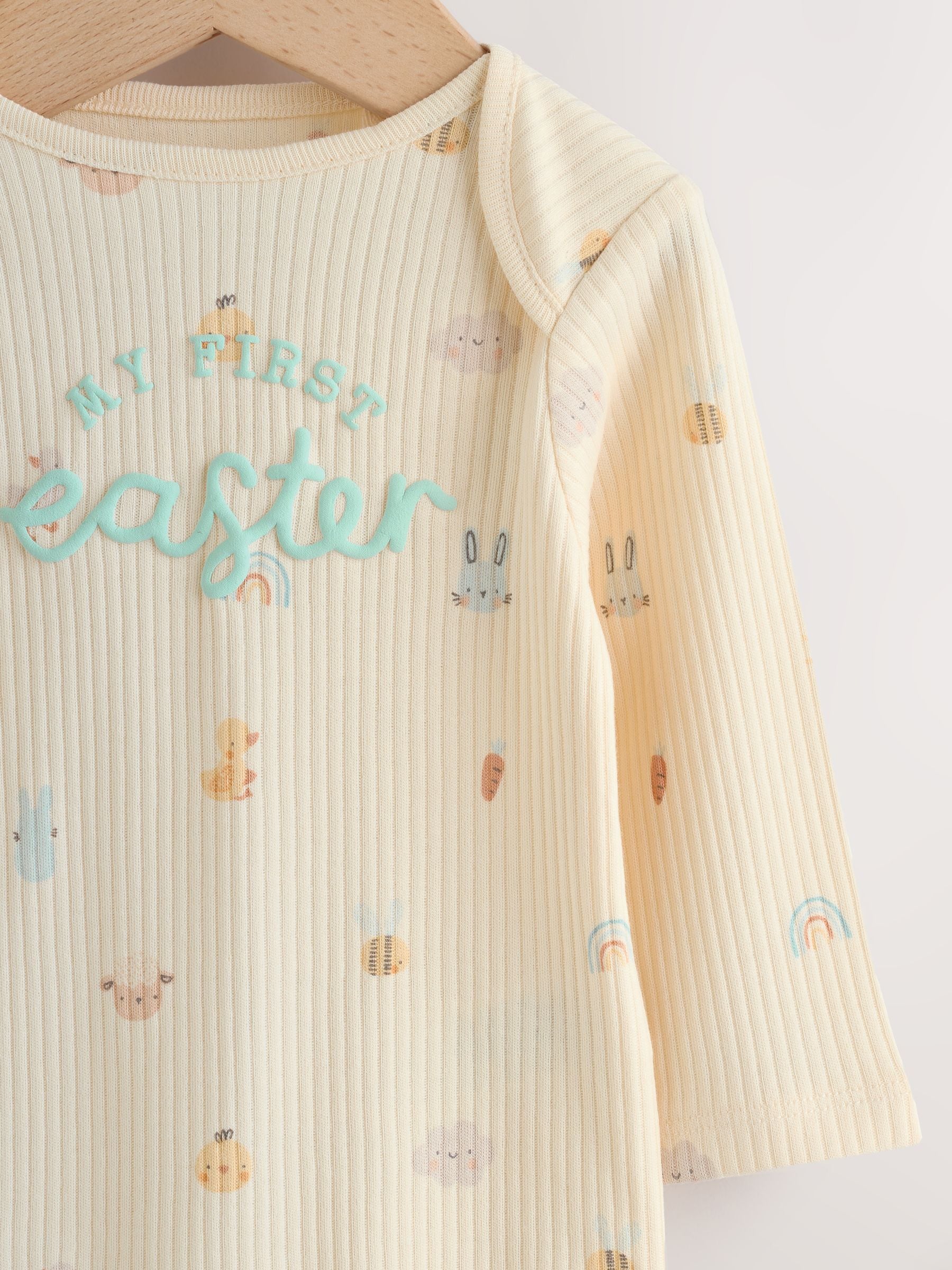 Ecru My First Easter Long Sleeve Baby Bodysuit image 4