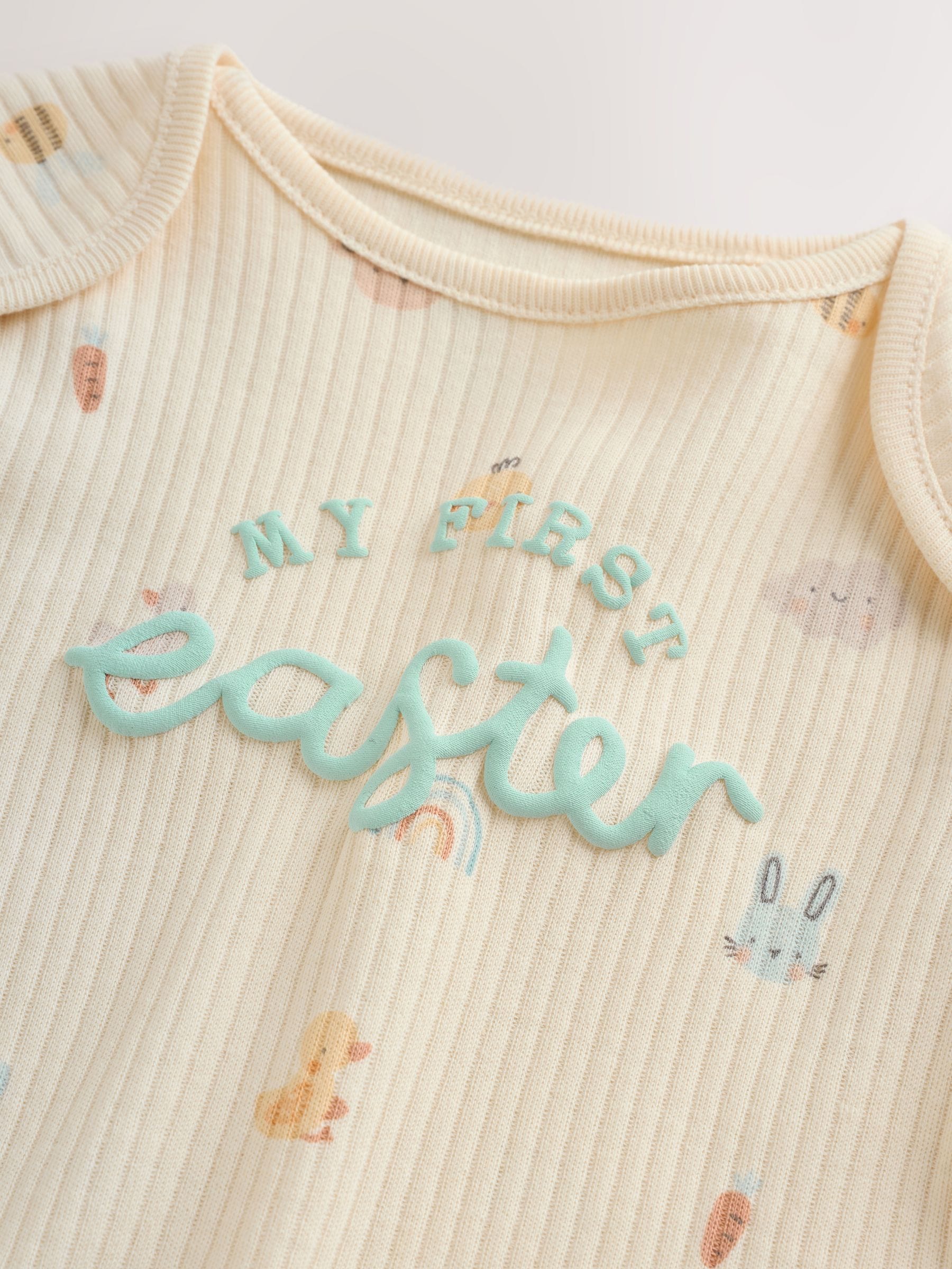 Ecru My First Easter Long Sleeve Baby Bodysuit image 5