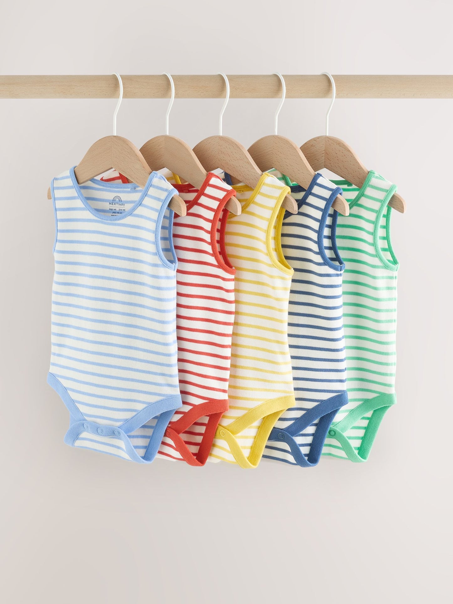 Bright Stripe Vest Baby Bodysuits 5 Pack image 1