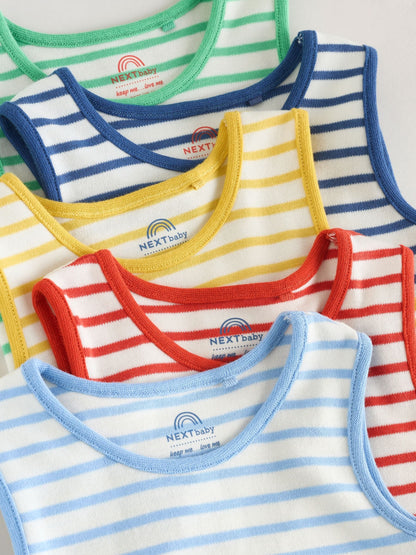 Bright Stripe Vest Baby Bodysuits 5 Pack image 3