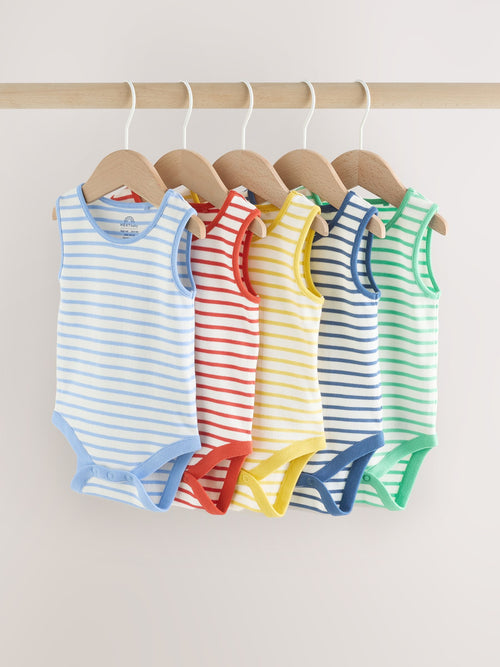 Bright Stripe Vest Baby Bodysuits 5 Pack image 1