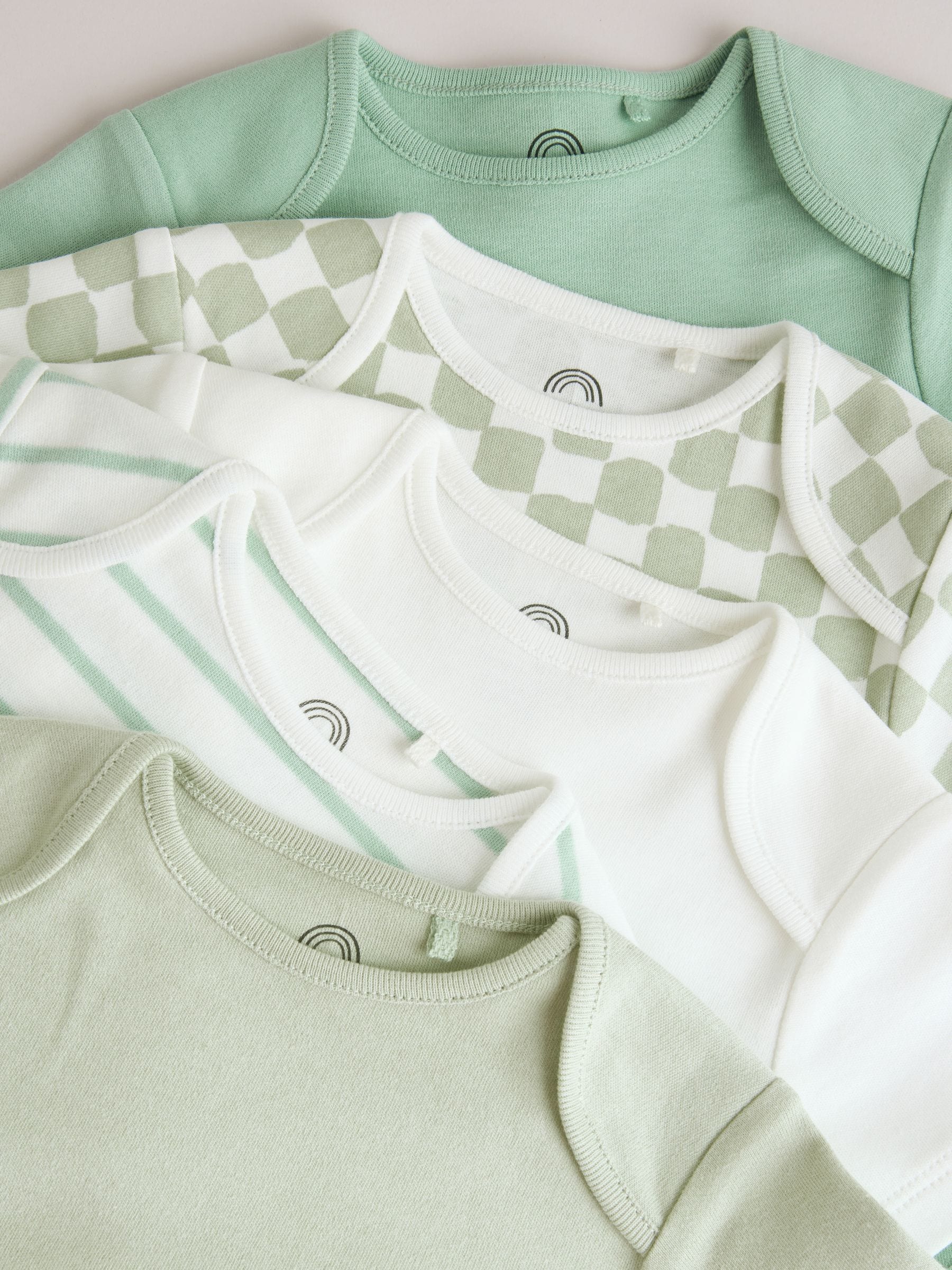 Green Short Sleeve Baby Bodysuits 5 Pack image 3