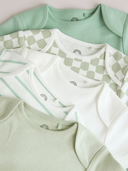 Green Short Sleeve Baby Bodysuits 5 Pack image 3