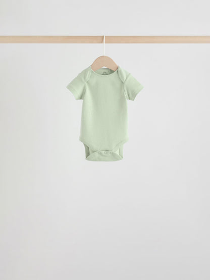 Green Short Sleeve Baby Bodysuits 5 Pack image 6
