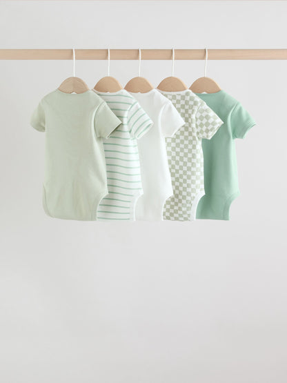 Green Short Sleeve Baby Bodysuits 5 Pack image 7