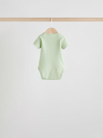 Green Short Sleeve Baby Bodysuits 5 Pack image 8