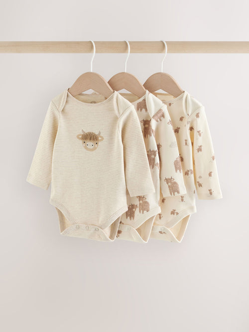 Dsiney Kidz - Neutral Hamish Long Sleeve Baby Bodysuits 3 Pack image 1