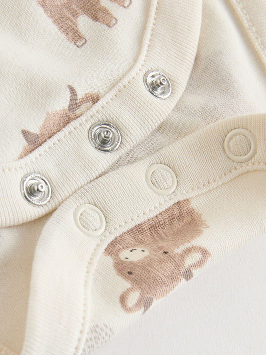 Neutral Hamish Long Sleeve Baby Bodysuits 3 Pack image 3
