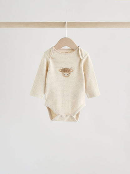 Neutral Hamish Long Sleeve Baby Bodysuits 3 Pack image 3