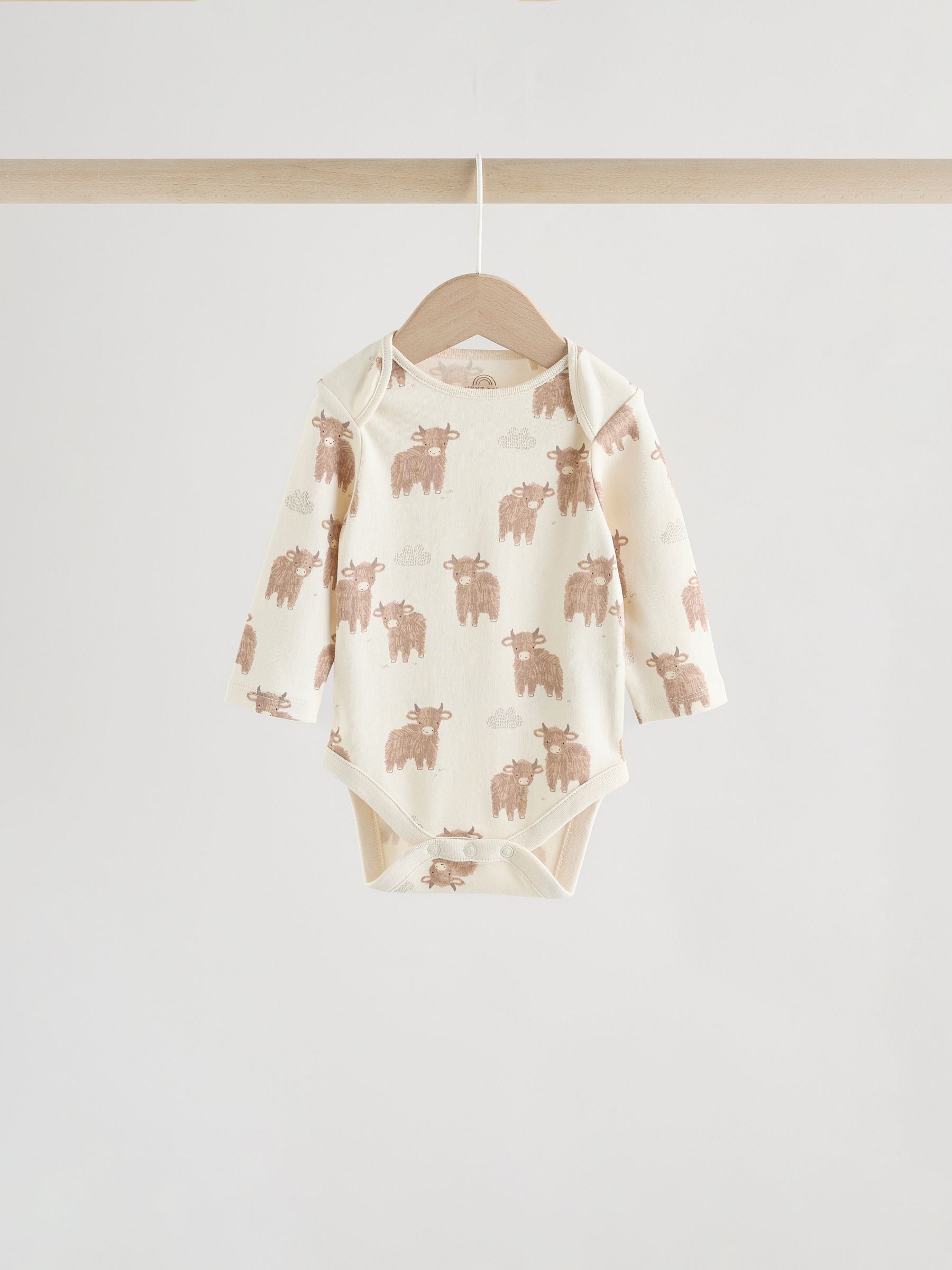 Neutral Hamish Long Sleeve Baby Bodysuits 3 Pack image 4