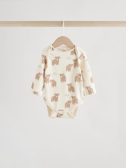 Neutral Hamish Long Sleeve Baby Bodysuits 3 Pack image 4