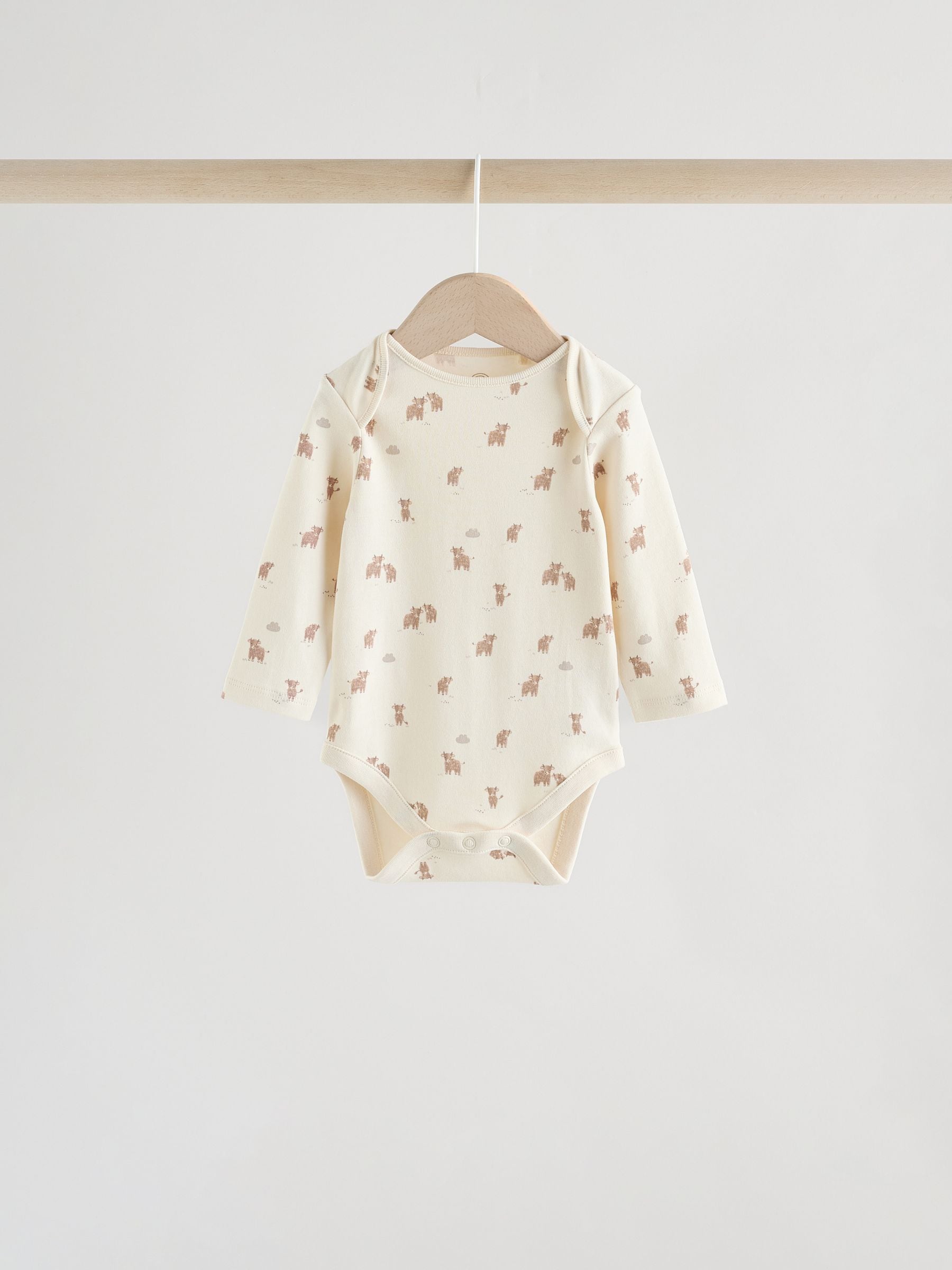 Neutral Hamish Long Sleeve Baby Bodysuits 3 Pack image 5