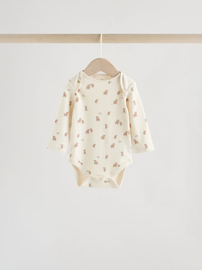 Neutral Hamish Long Sleeve Baby Bodysuits 3 Pack image 5