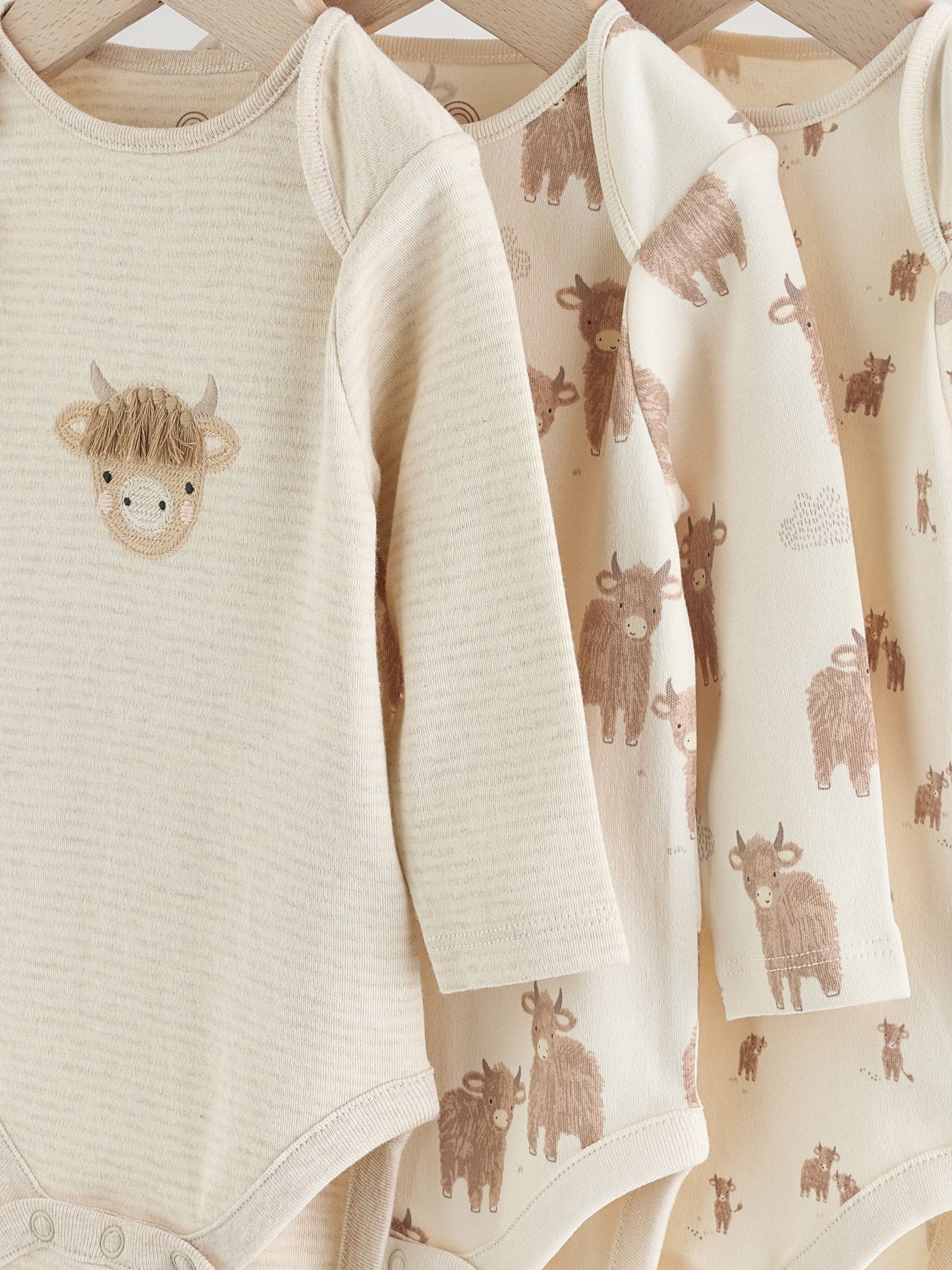 Neutral Hamish Long Sleeve Baby Bodysuits 3 Pack image 7