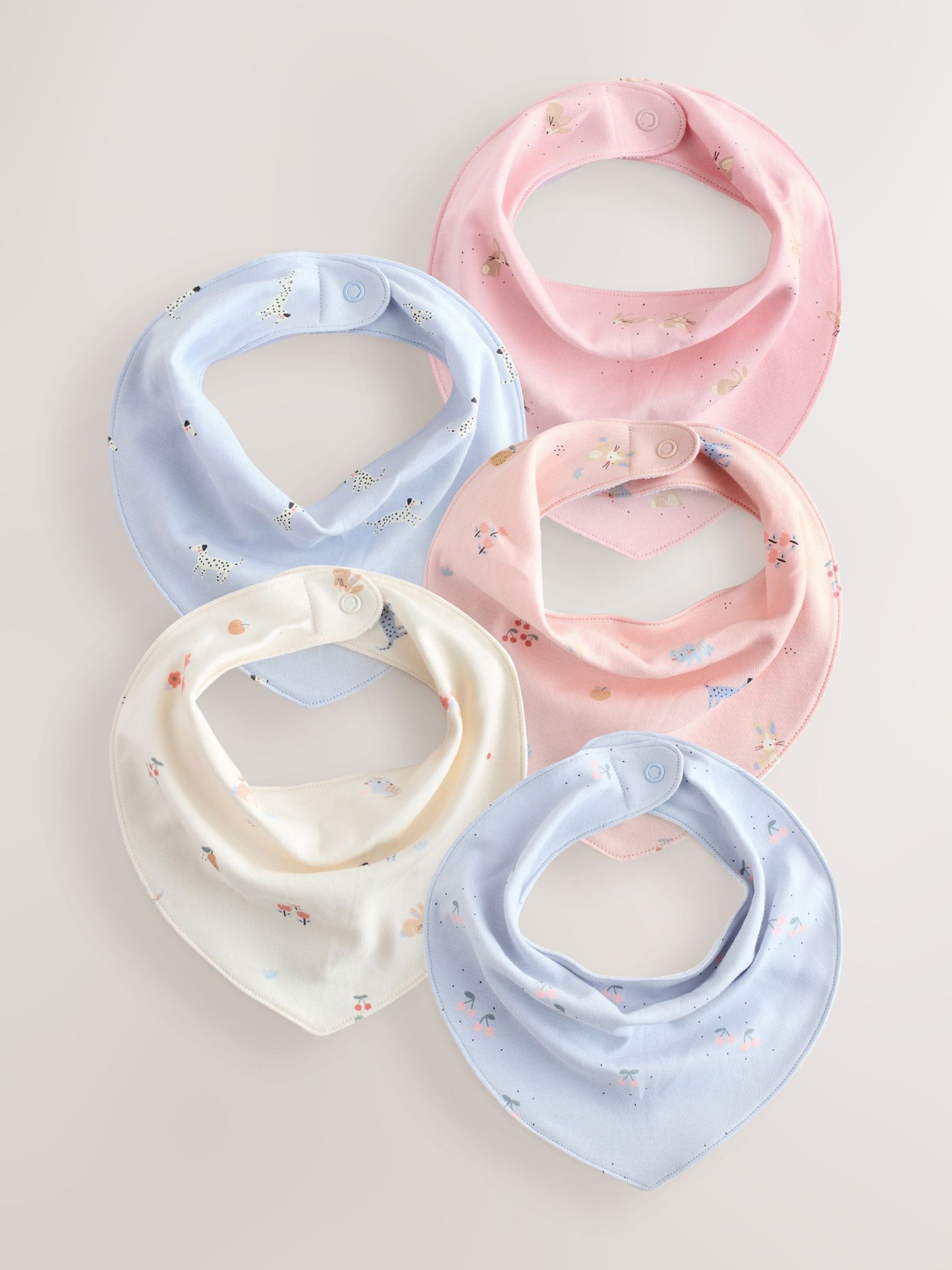 Multi Pastel Character Baby Dribble Bibs 5 Pack image 1