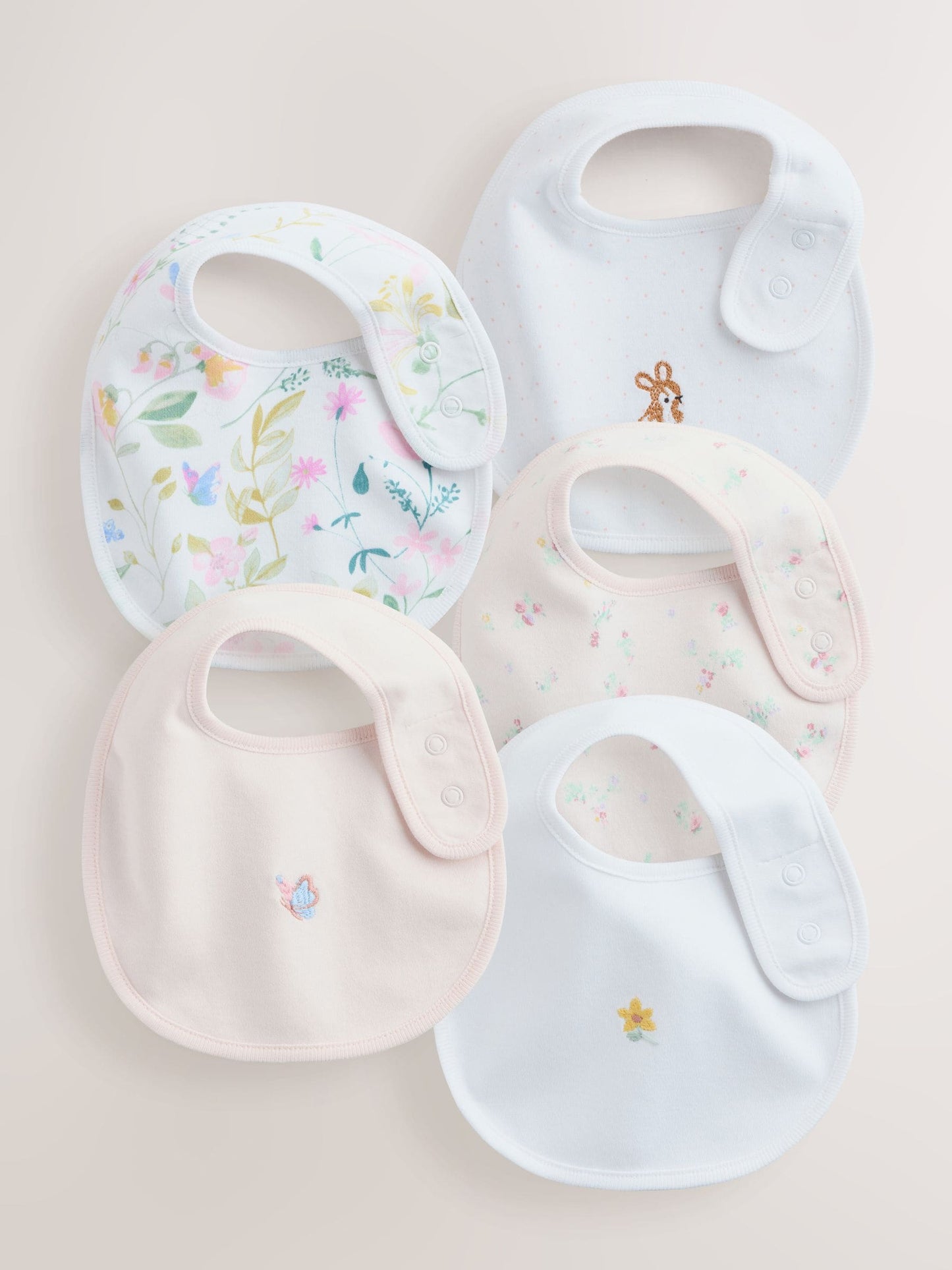 Pink/White Baby Bibs 5 Pack image 1