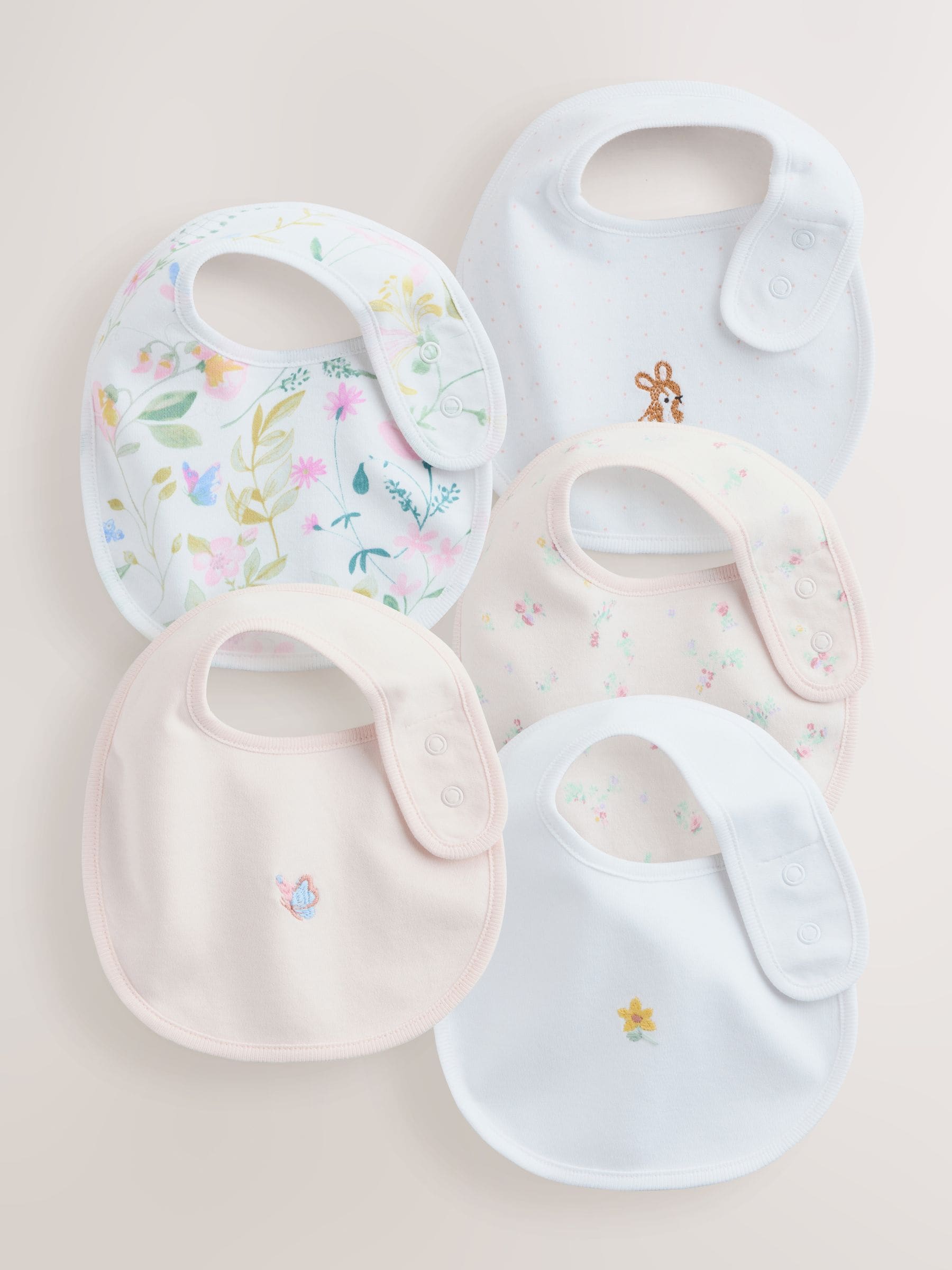 Pink/White Baby Bibs 5 Pack image 1