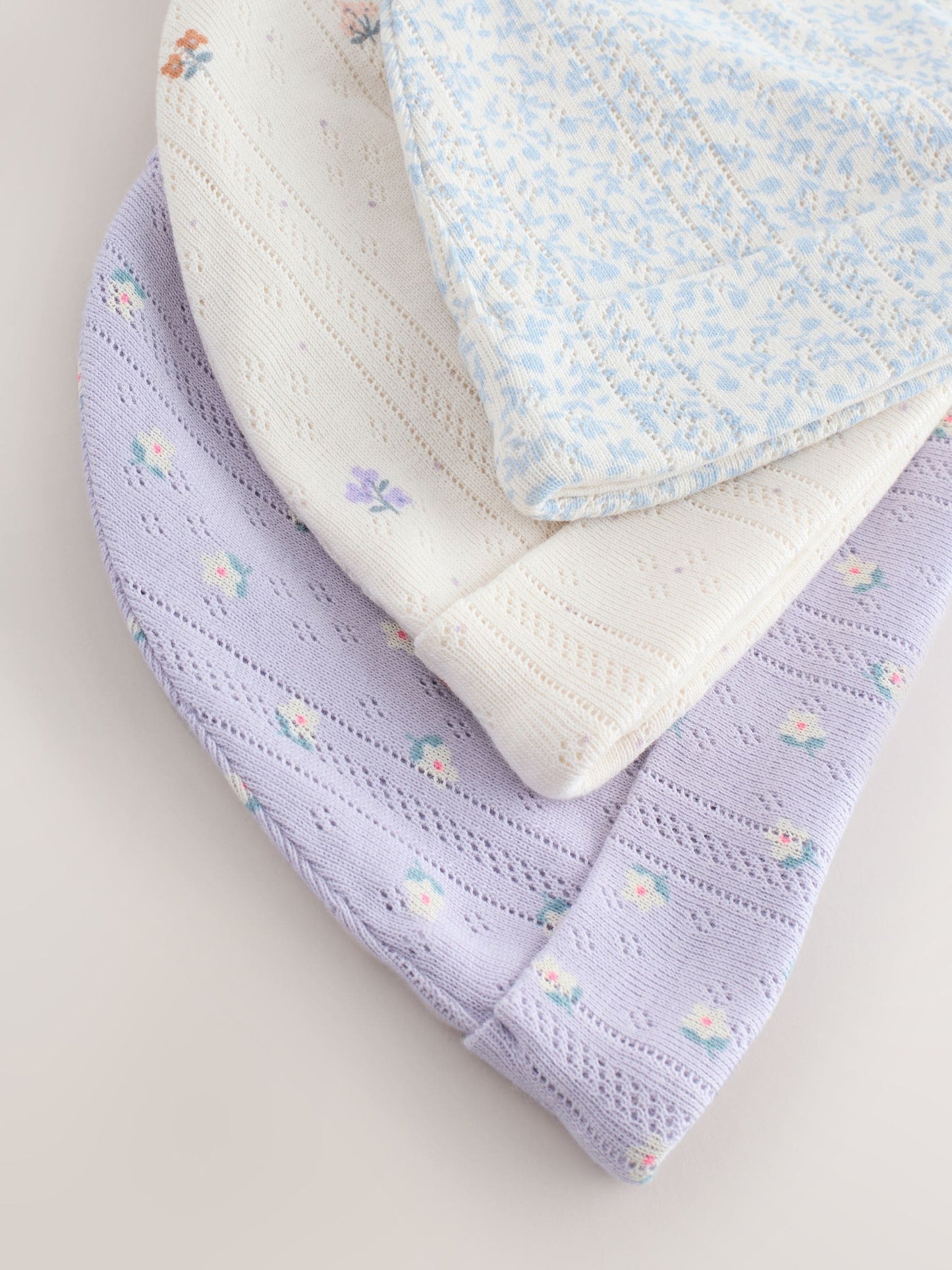 Multi Pointelle Baby Beanies 3 Pack (0-18mths) image 4