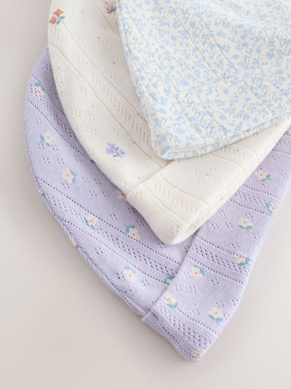 Multi Pointelle Baby Beanies 3 Pack (0-18mths) image 4