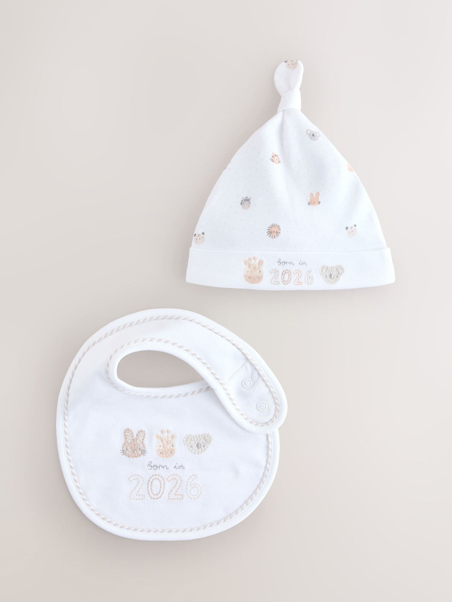 White Baby Sleepsuit and Hat Set (0-12mths) image 1